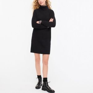 J Crew Turtleneck Wool Sweater Dress Black XSmall